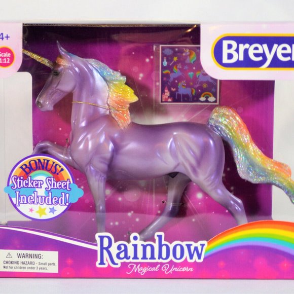 BREYER RAINBOW MAGICAL UNICORN SADDLEBRED CLASSIC PURPLE GLITTER FREEDOM SERIES - Picture 1 of 6